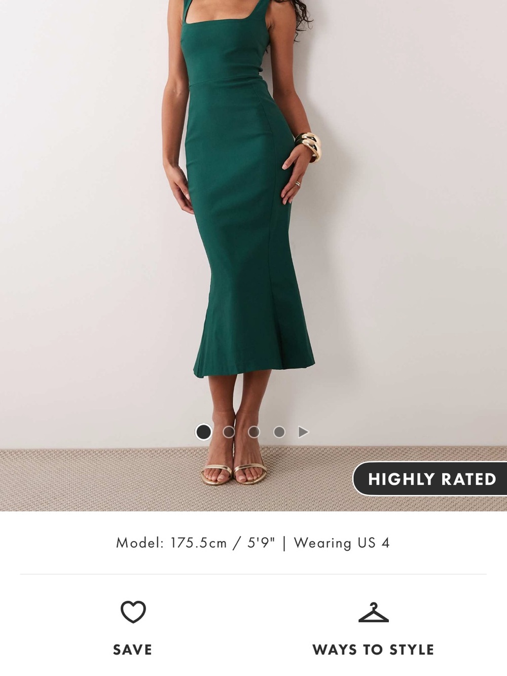 ASOS Vesper Forest Green Fitted Midi Dress - Women